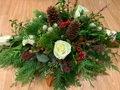 Holiday Centrepiece with White Roses - Joshua's Greenery-Barrie Florist