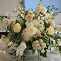 Elegant white and cream rose floral arrangement by Joshua's Greenery Barrie Florist