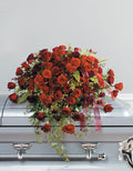 Red and Burgandy Rose Casket Spray - Joshua's Greenery-Barrie Florist