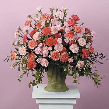 Pink and Peach Carnation Urn - Joshua's Greenery-Barrie Florist