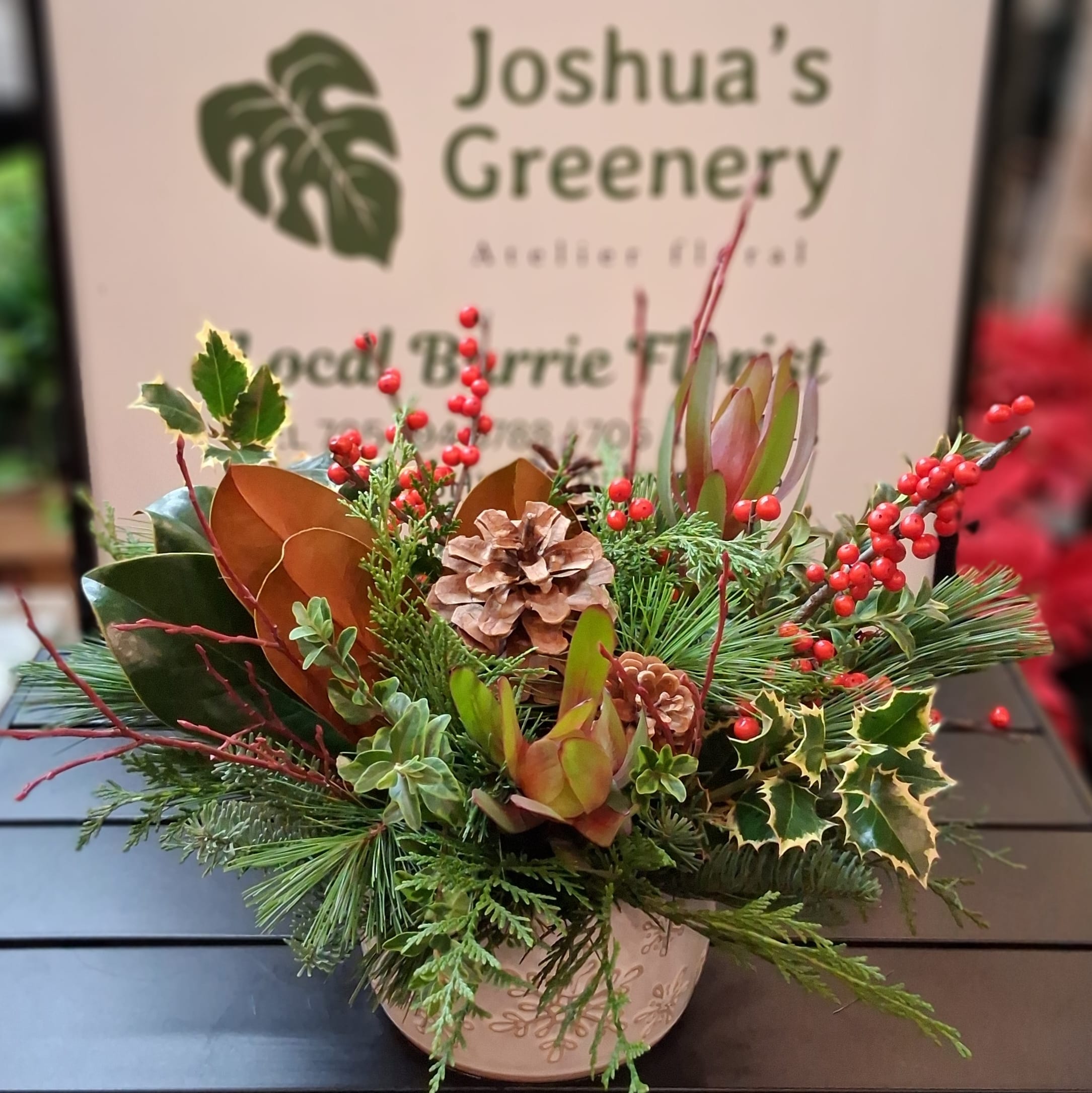 Merry Winter Arrangement - Joshua's Greenery-Barrie Florist
