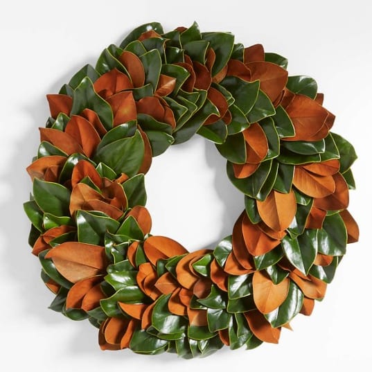 Magnolia leaf wreath with green and brown leaves, Joshua's Greenery Barrie florist