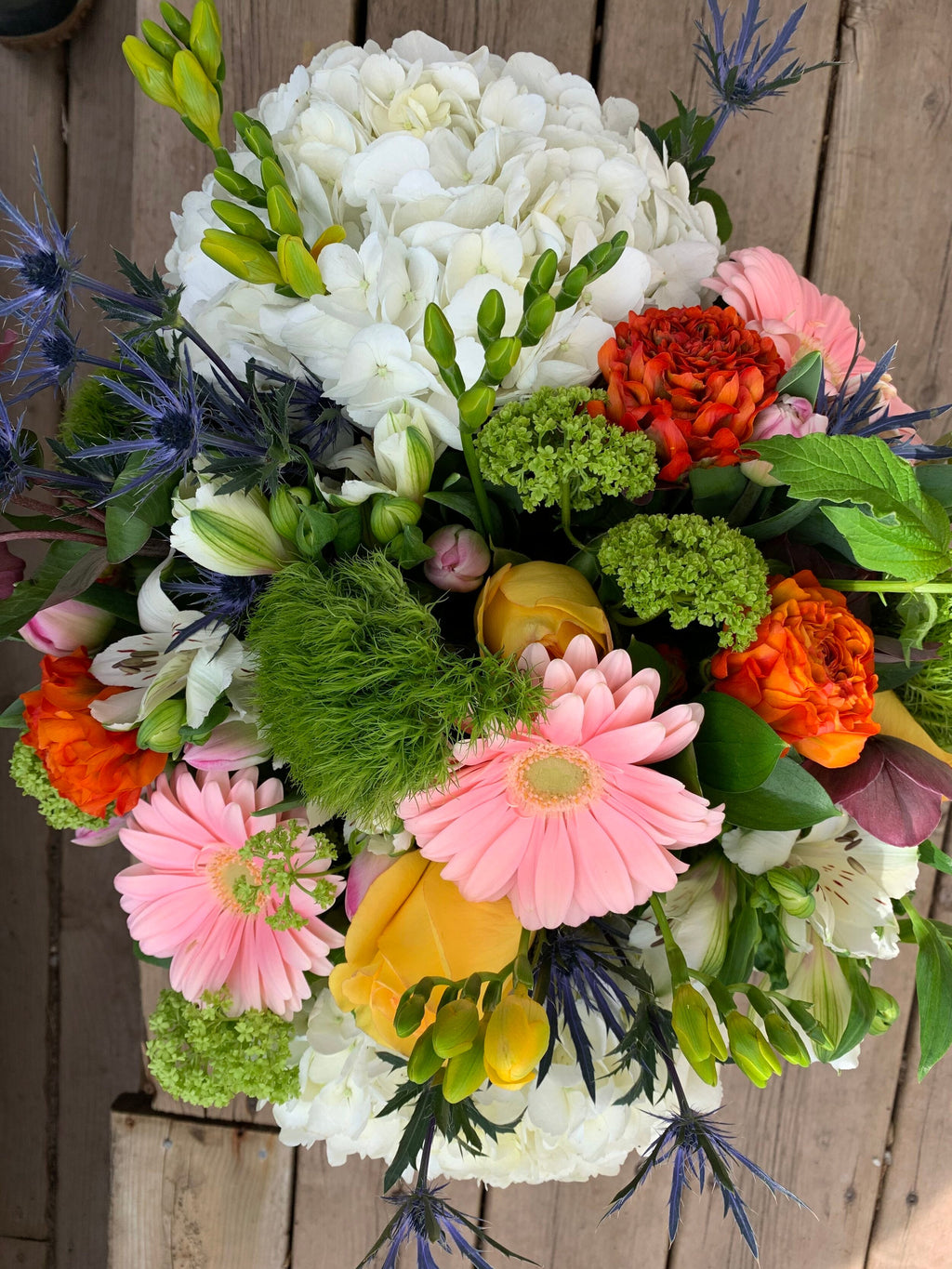 Happy Garden Bouquet in a vase - Joshua's Greenery-Barrie Florist