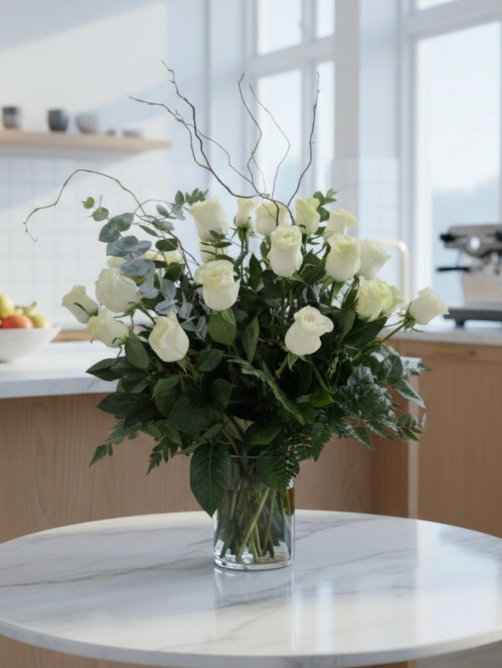 2 Dozen White roses in a vase