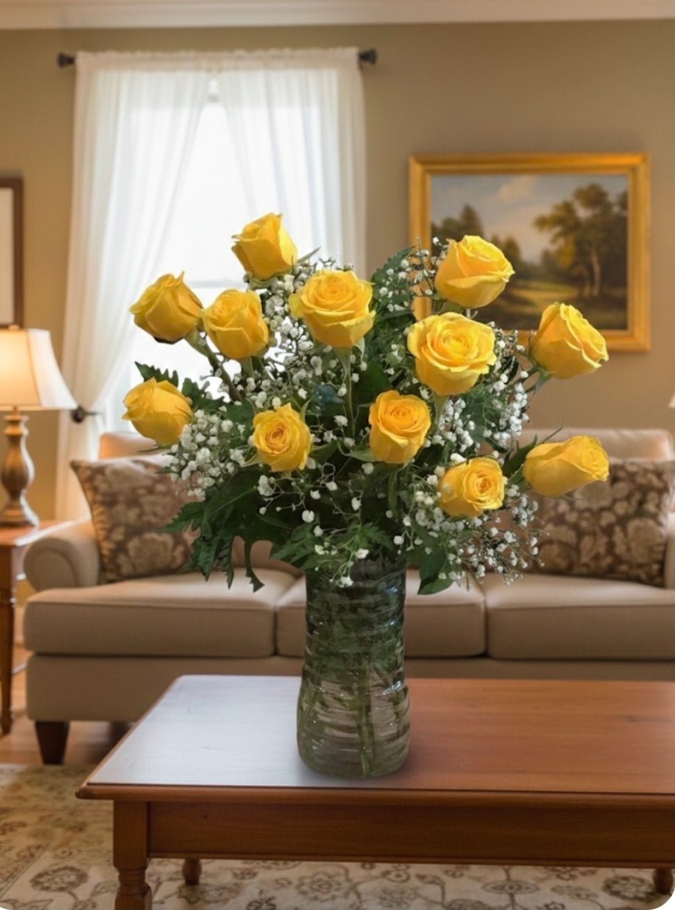 Dozen Yellow Rose in a Vase