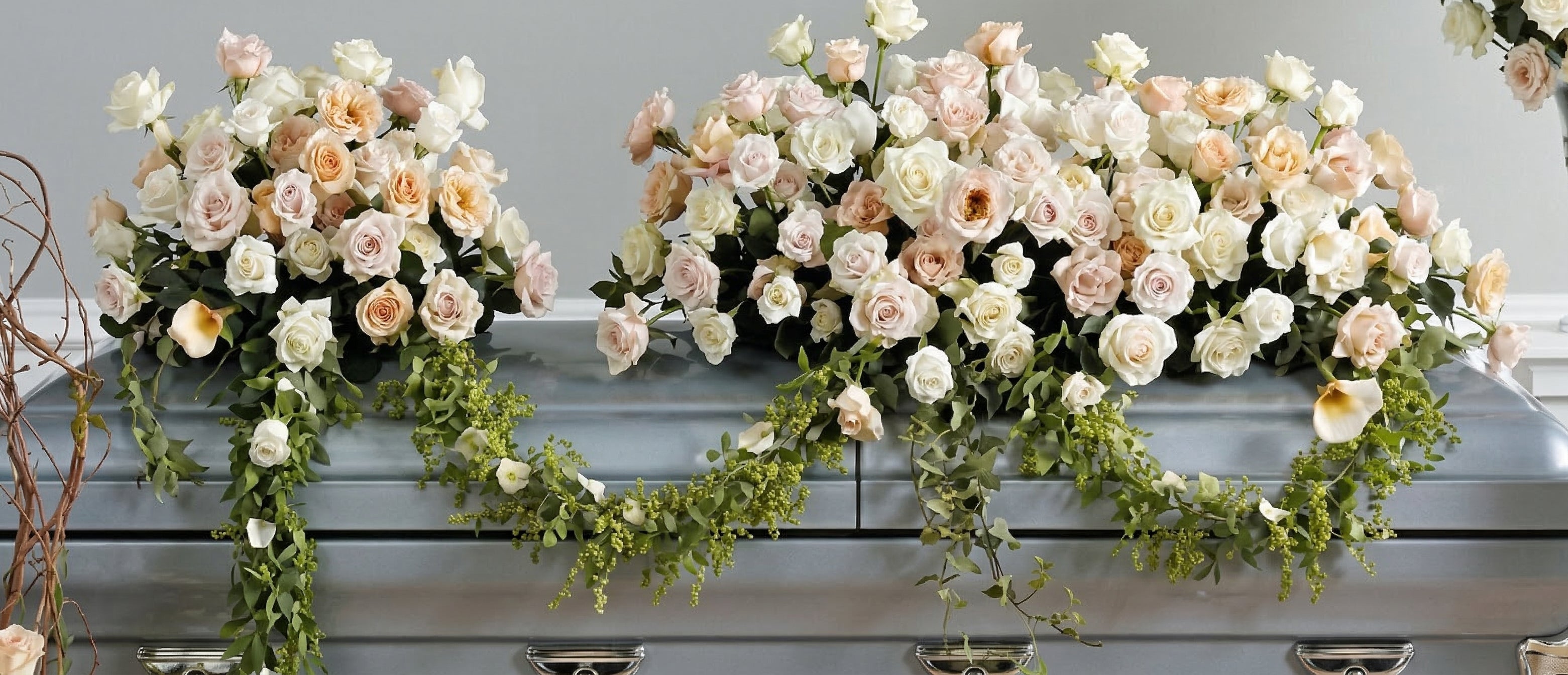 Two Piece Rose Casket Spray with Garland