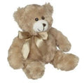 Plush brown teddy bear with beige bow sitting, Joshua's Greenery Barrie Florist gift