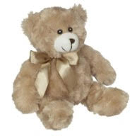 Plush brown teddy bear with beige bow sitting, Joshua's Greenery Barrie Florist gift